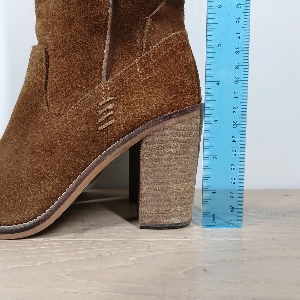 Dolce Vita Boots Womens 6 Brown Leather Over The Knee Block Heel Western Boho